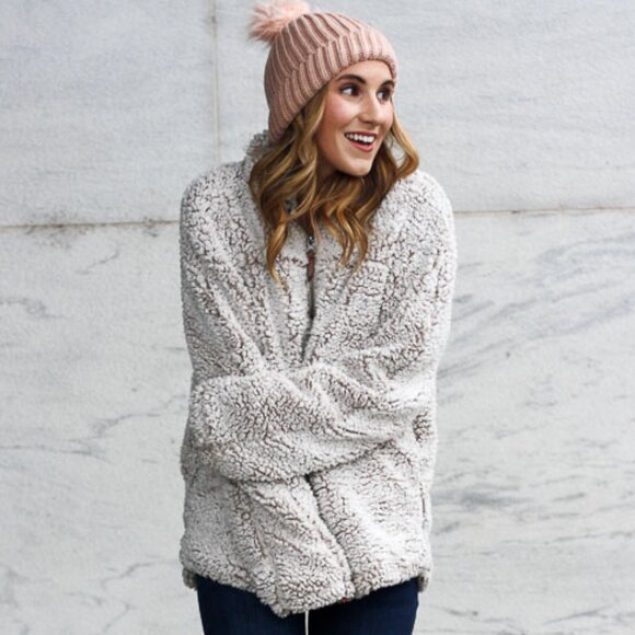 Thread & Supply Tops - Thread and Supply Wubby Fleece Quarter Zip Soft Fuzzy Faux Fur Cozy Pullover Lar